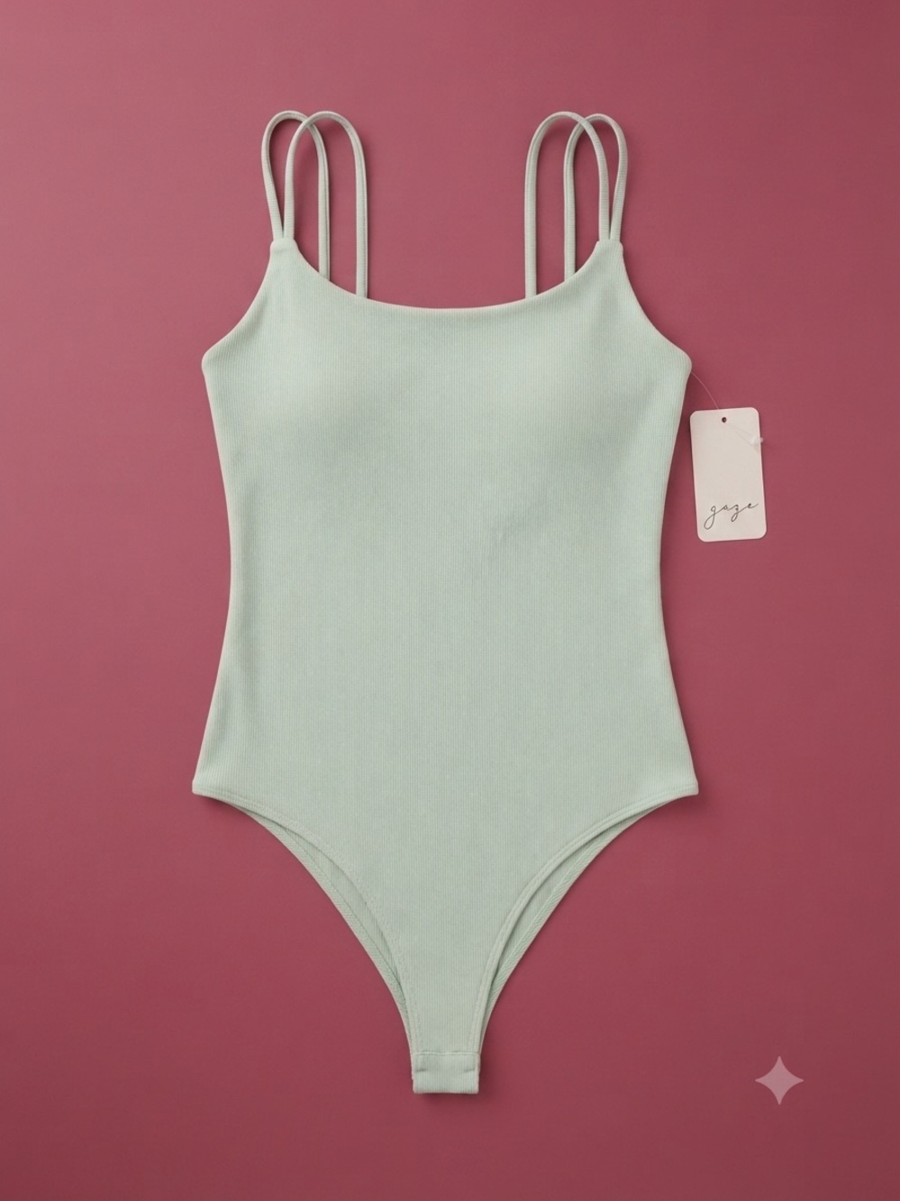 Gaze Lime Bodysuit Womens Size S Spaghetti Strap Summer Stretch Minimalist Basic
